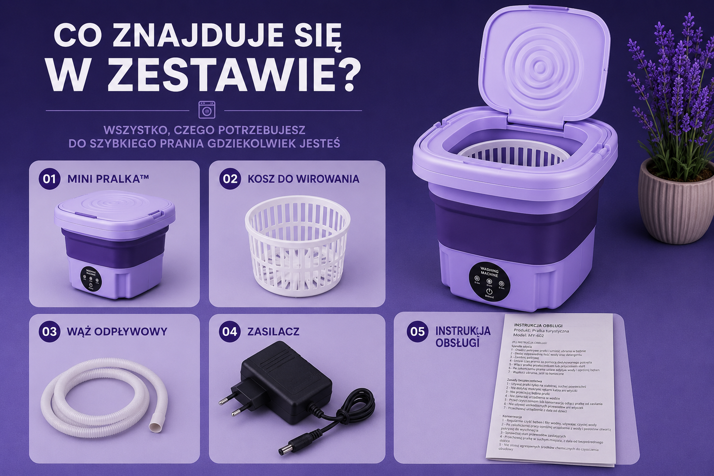 Mini Pralka™ | Składana 8L z Wirowaniem